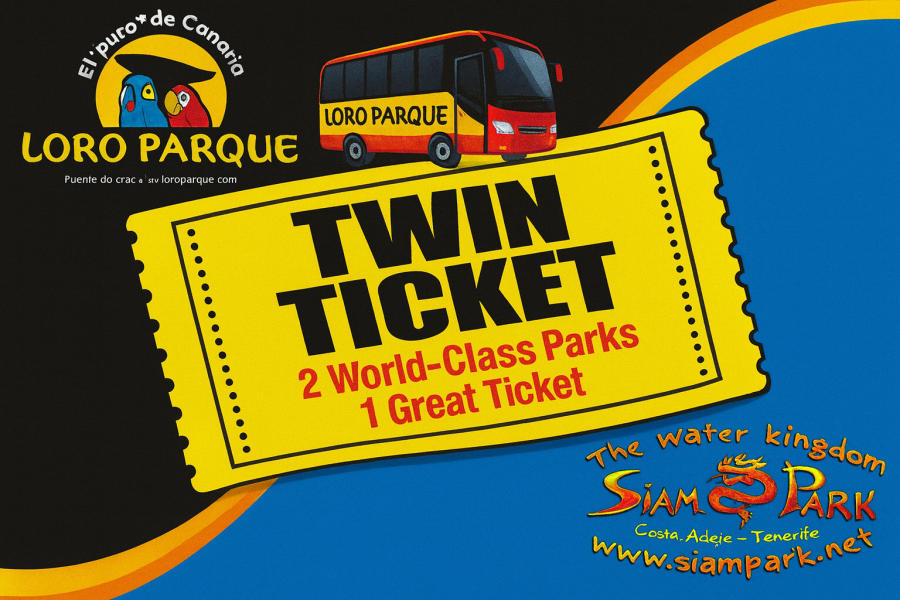 Twin Ticket en Tenerife – Loro Parque (con autobús incluido) & Siam Park